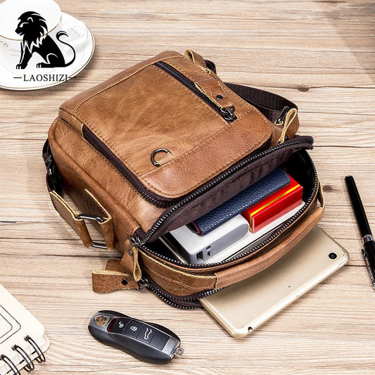 100% Genuine Leather Men's Shoulder Bags Messenger Bag for Men Crossbody Bags new Small Man Designer Handbag Bolso Male