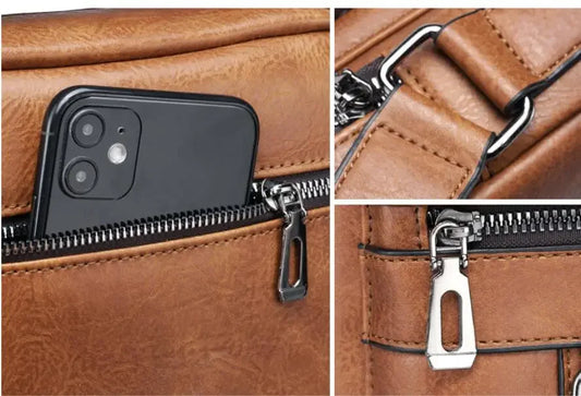 Men’s PU Leather Messenger Bag – Business Crossbody Shoulder Bag with Laptop Compartment, England Style Bolsa Masculina
