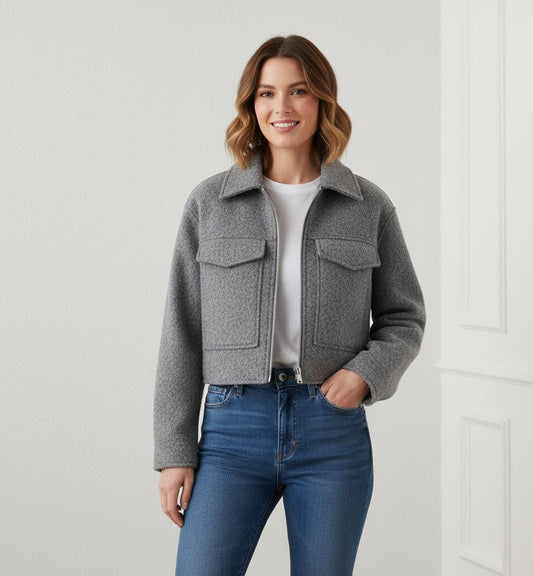 Women’s Cropped Vintage Patch Pocket Jacket