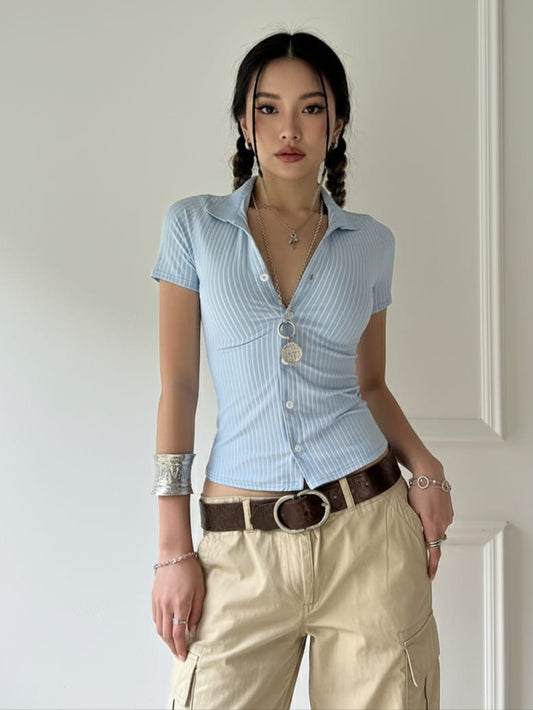 Sweetown Blue Stripe Button-Up Shirt