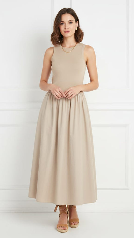 Elegant Long Dress – Sleeveless Fit & Flare Maxi