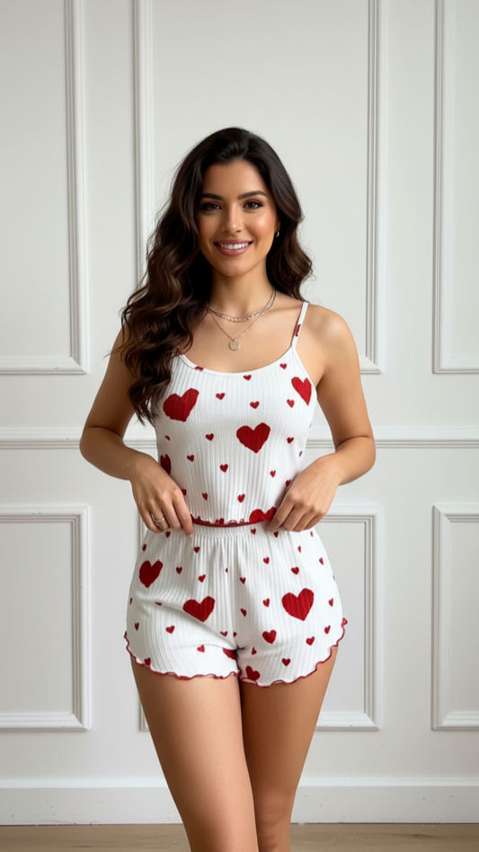 Women’s Heart Print Pajama Set